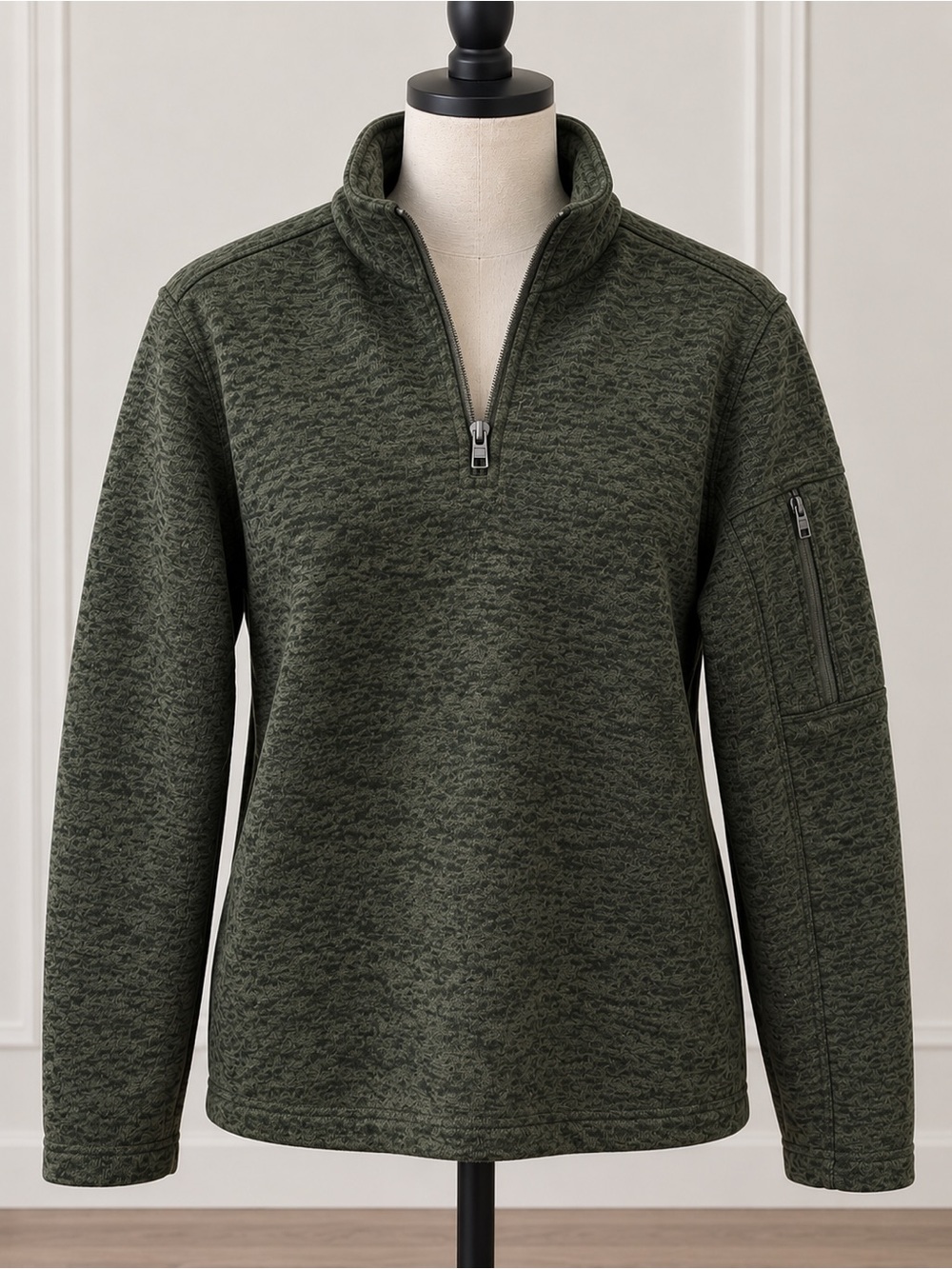 Lands' End Olive Green Quarter-Zip Pullover